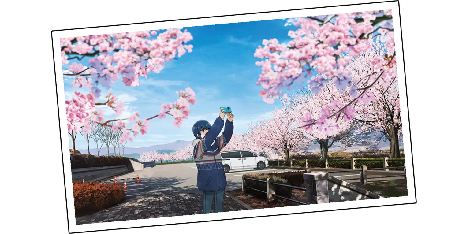 アニメでは第二駐車場の桜を楽しんだの画像