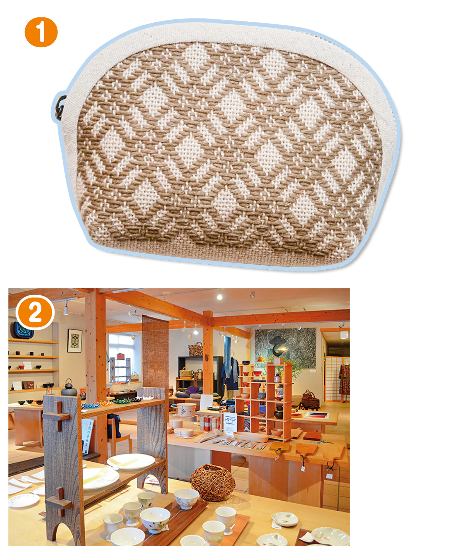 ミニポーチと暮らしのクラフト ゆずりは十和田湖店の内観の画像