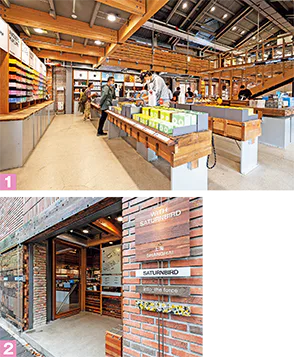 三頓半空間の店内画像（写真1）と外観画像（写真2）