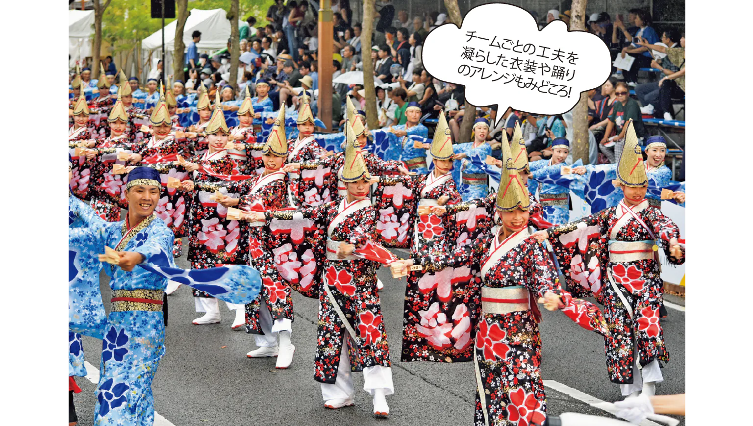 チームごとの工夫を凝らした衣装や踊りのアレンジも見どころ！の画像