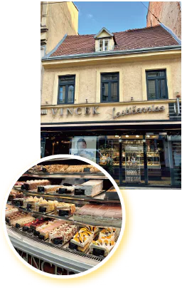 ヴィンツェックの店舗外観とショーケースの画像