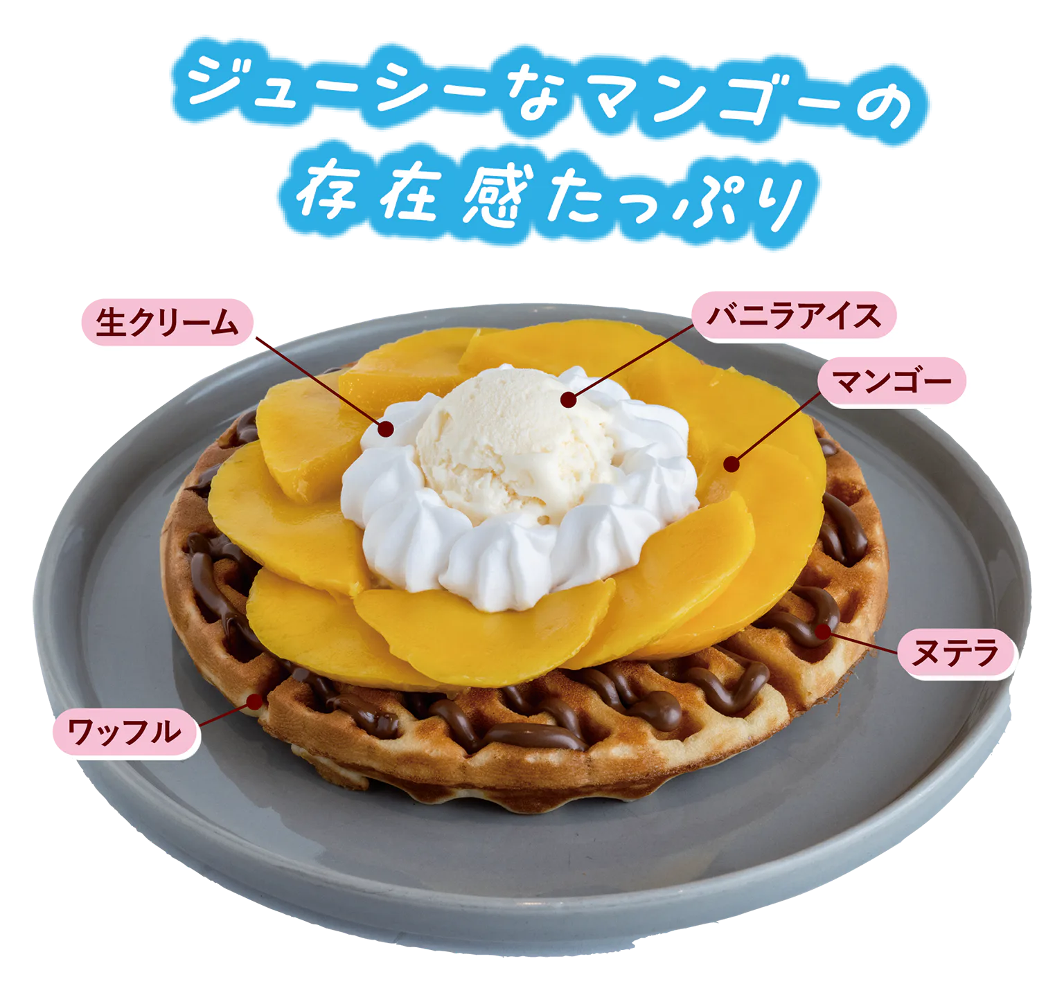 ヌテラ・マンゴー・ワッフルの画像