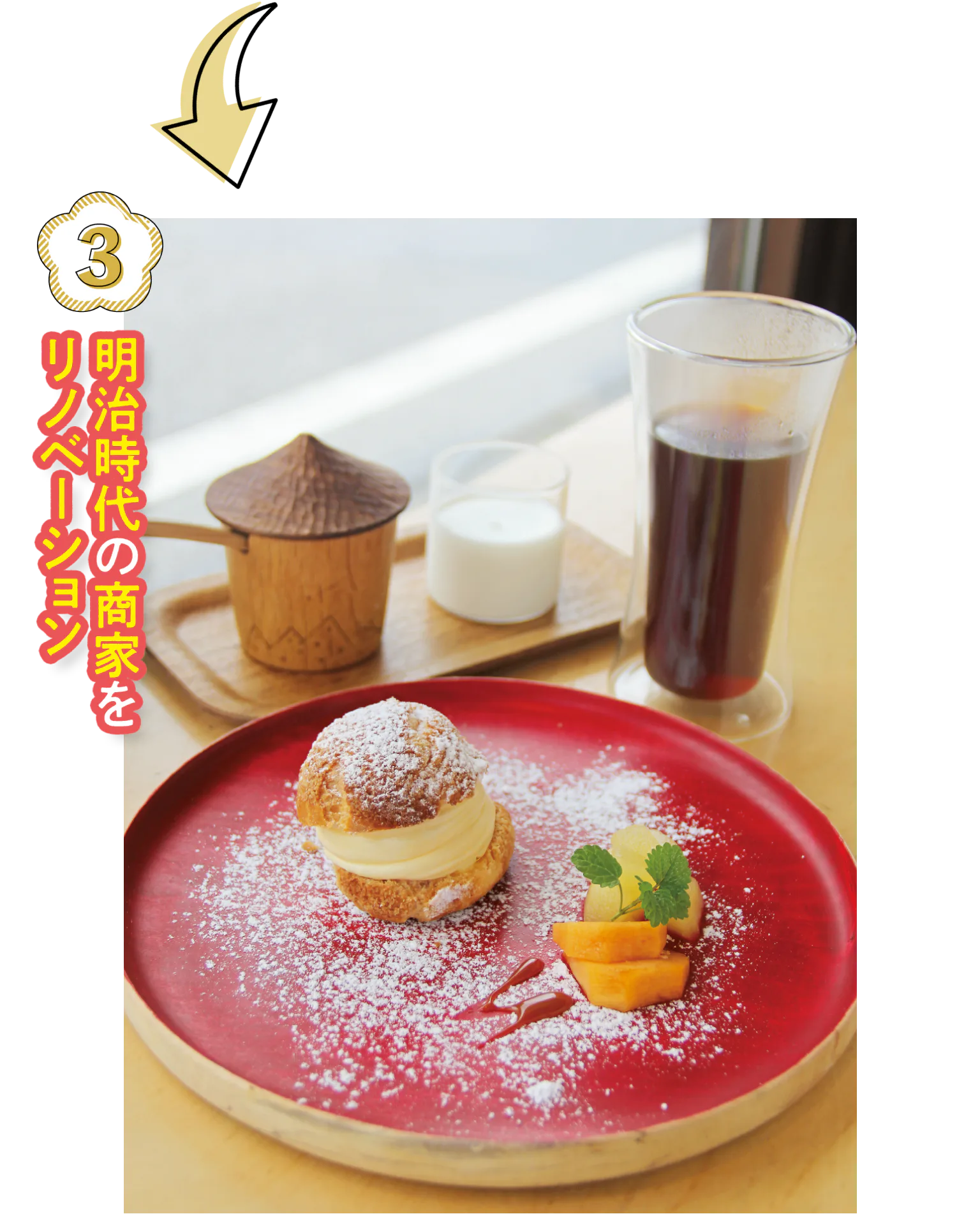 COMMA,COFFEE STANDのシュークリームとフルーツ画像