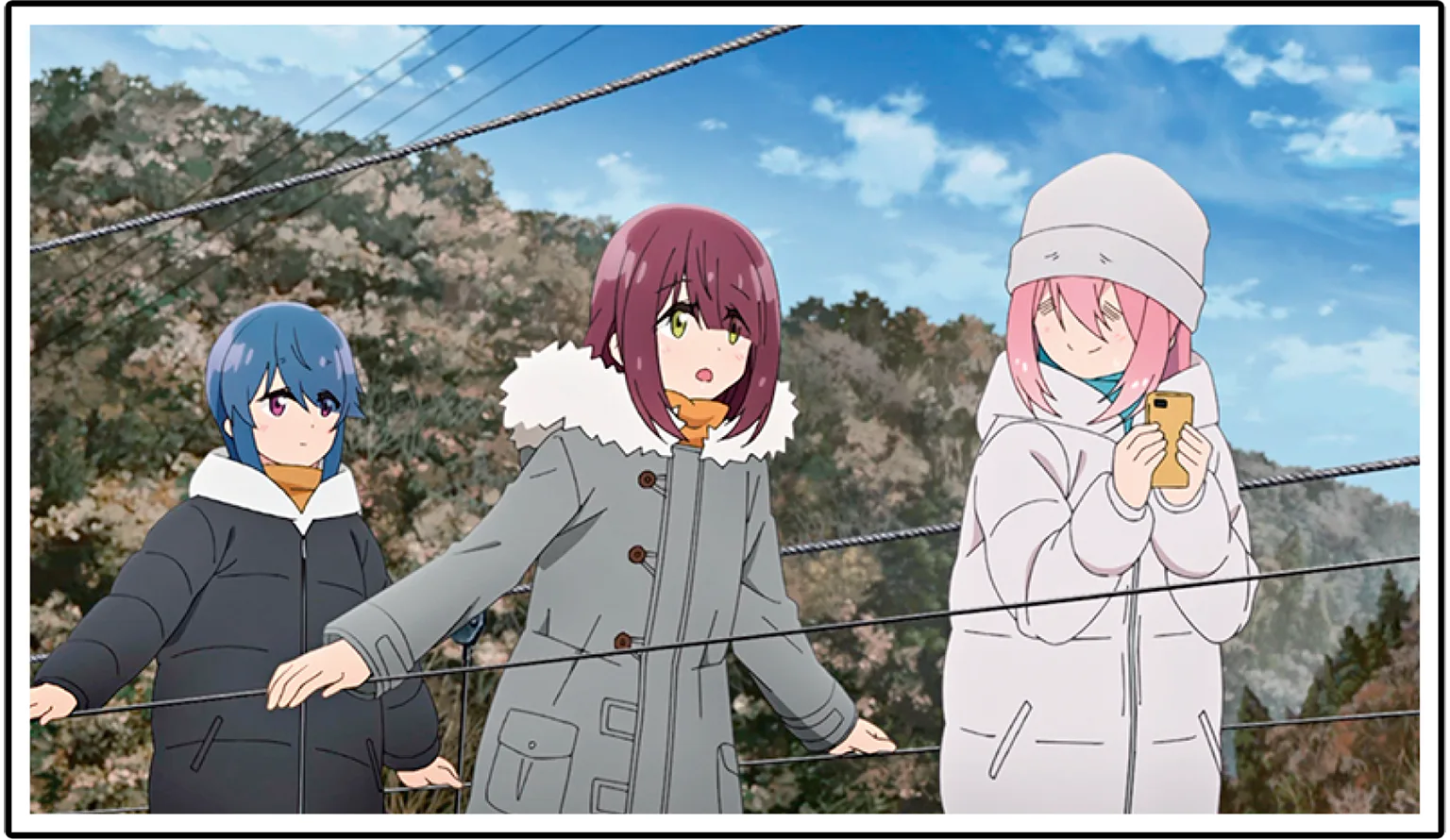 吊り橋経験豊富なリンは、スマホ操作はやめたほうがいいと助言の画像