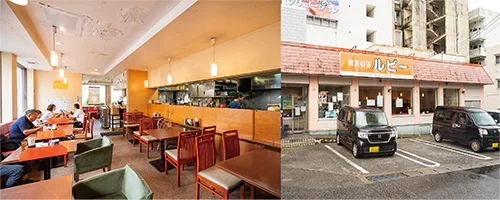 軽食の店ルビーの店内、外観画像