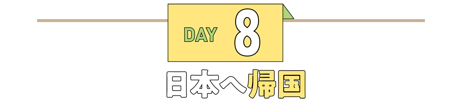 DAY8日本へ帰国の見出し