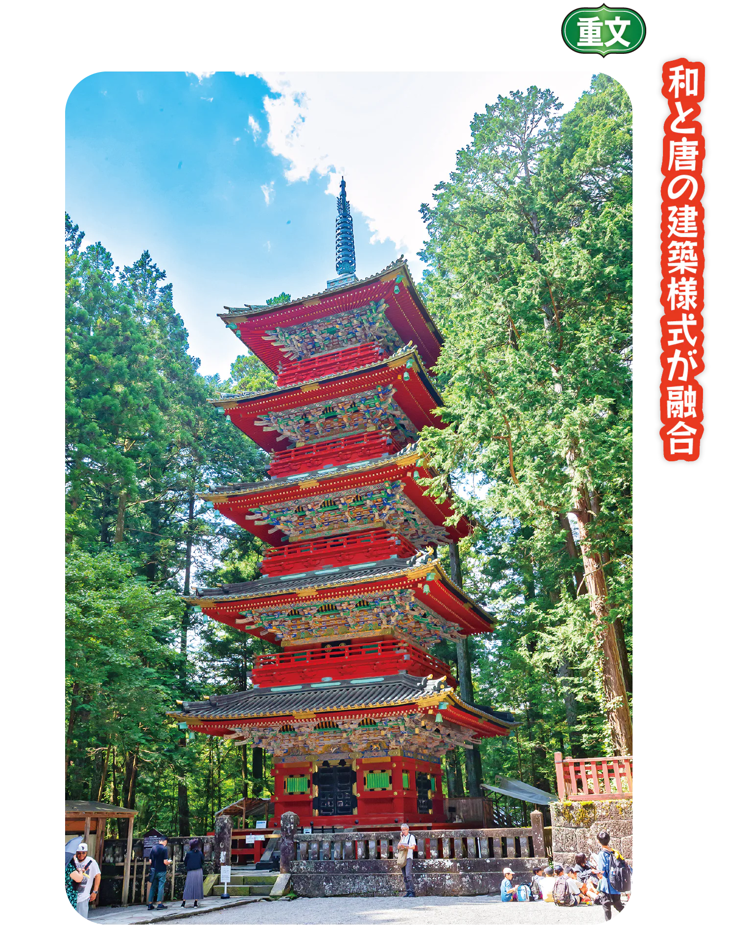 初層から4層までは和様の並行垂木、5層目だけが唐様の扇垂木という珍しい造り