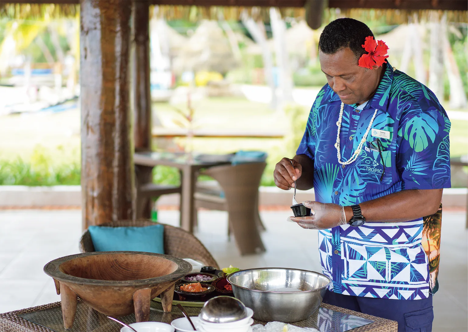 ココナッツを使った伝統料理に挑戦の画像