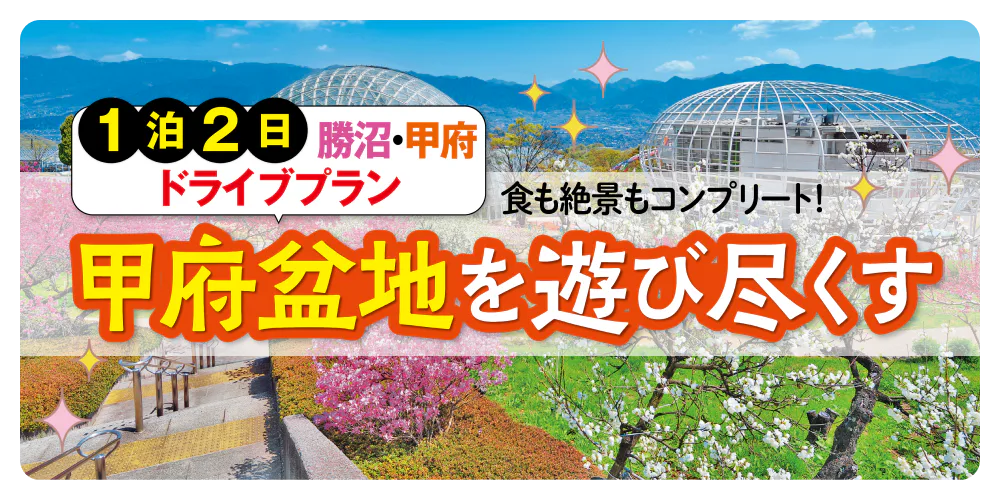 甲州盆地を遊び尽くす！1泊２日ドライブプラン