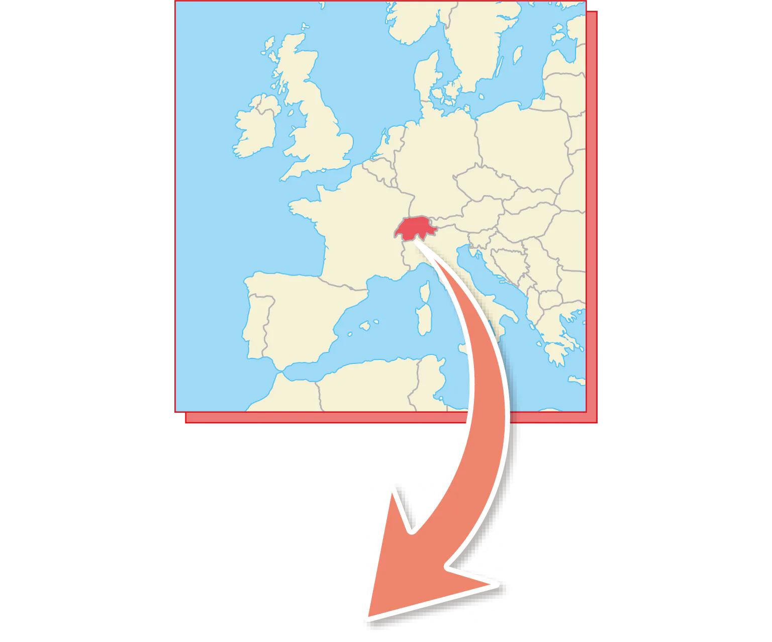スイス周辺の世界地図