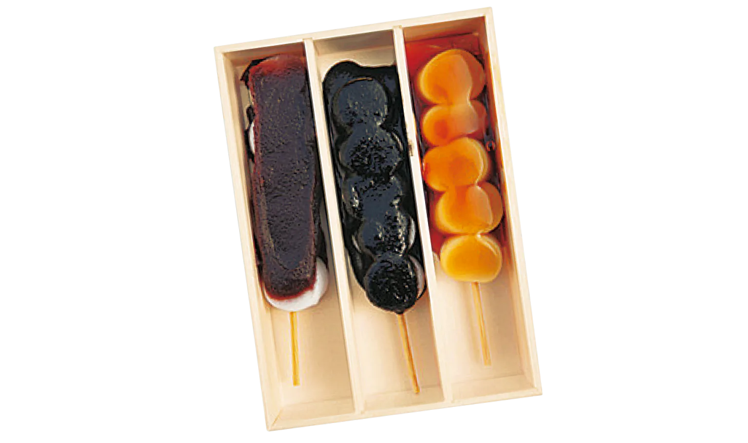 郭公屋のあんこ、ゴマ、みたらしの3本セットで500円の画像