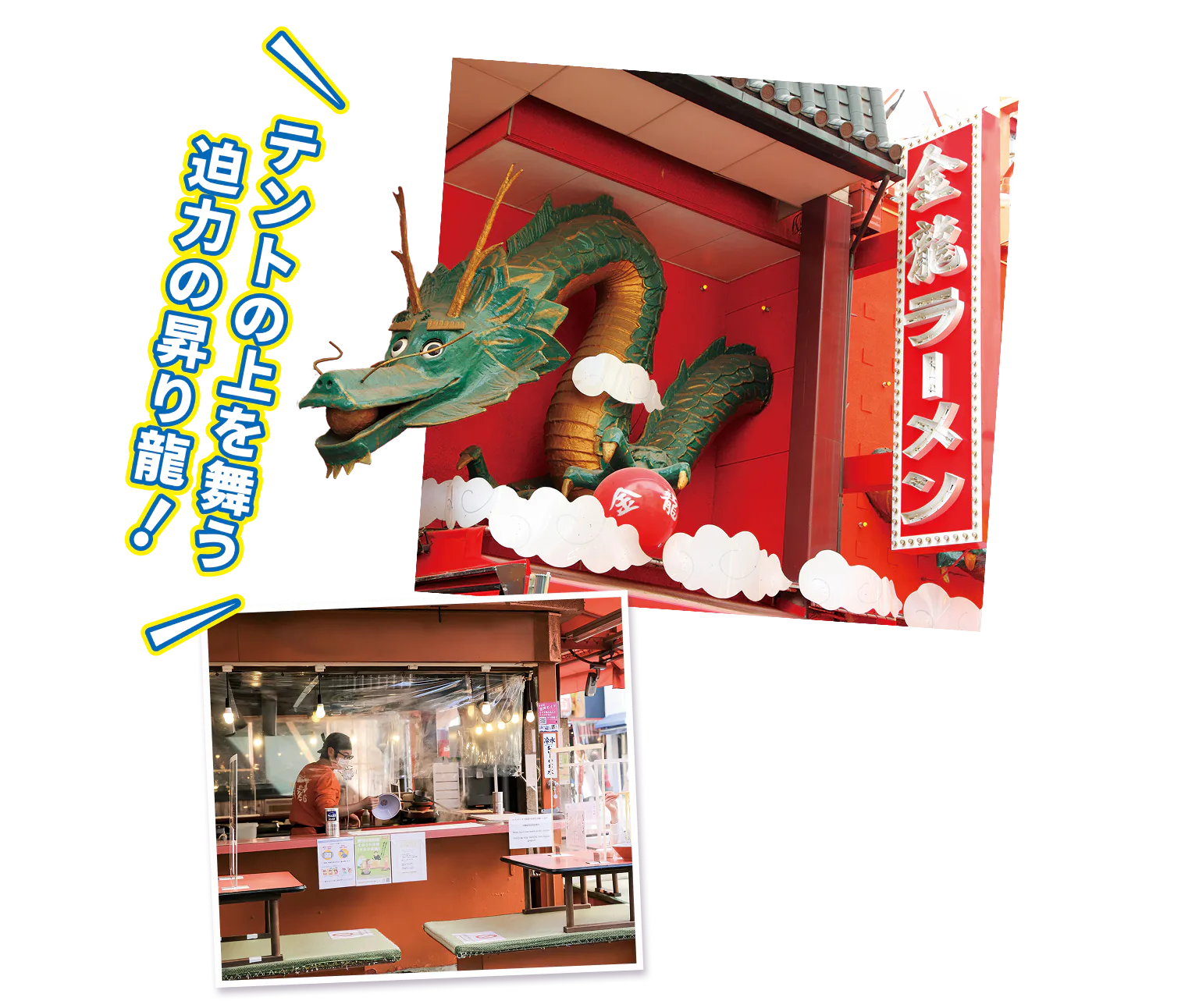 テントの上を舞う迫力の昇り龍！