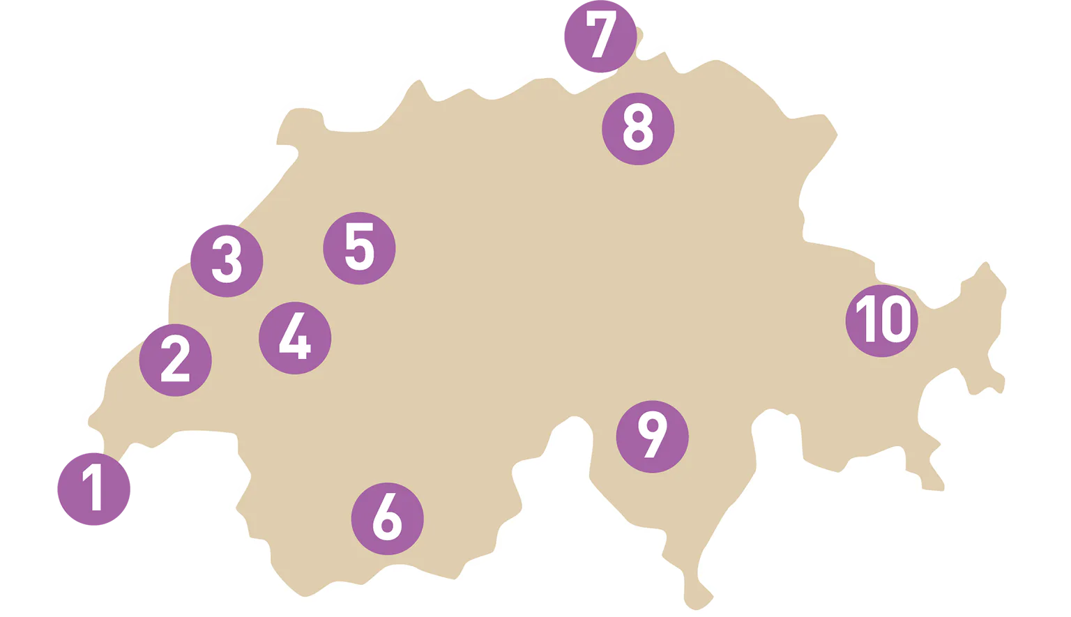スイスのワイン産地の地図の画像
