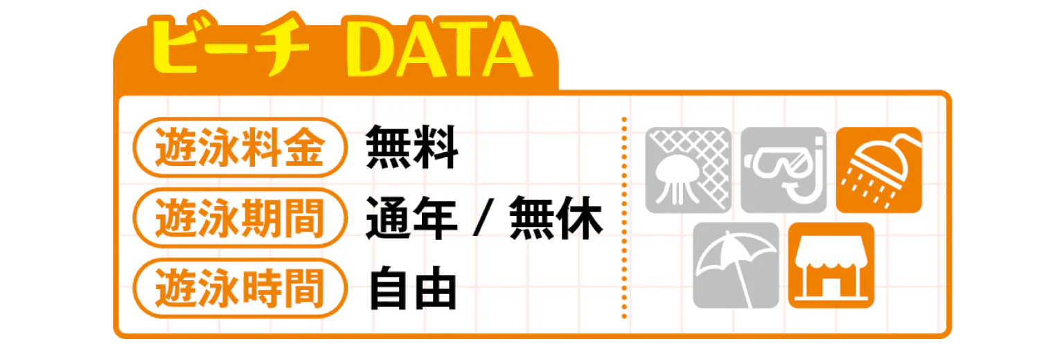 渡口の浜遊の泳料金などのビーチデータ画像