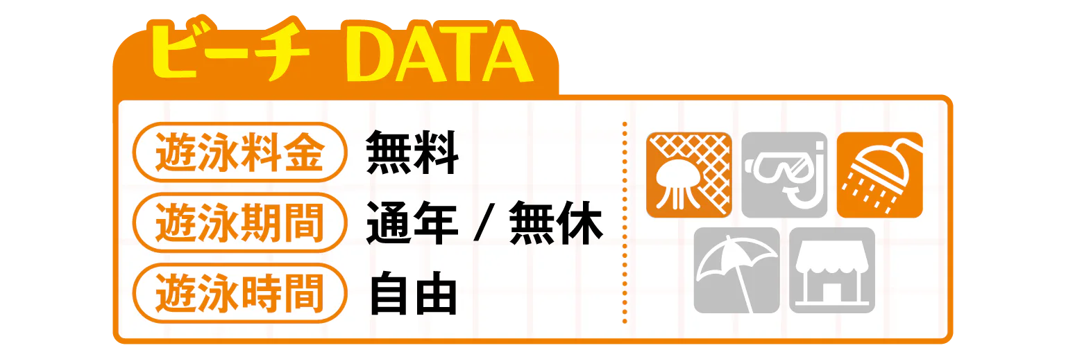 パイナガマビーチの遊泳料金などのビーチデータ画像