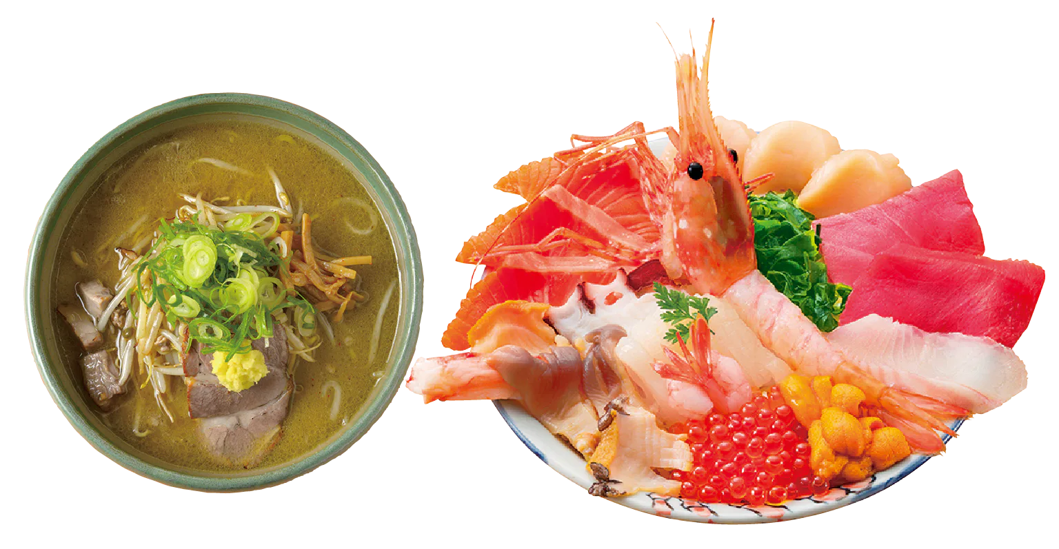 札幌ラーメンと海鮮丼の画像