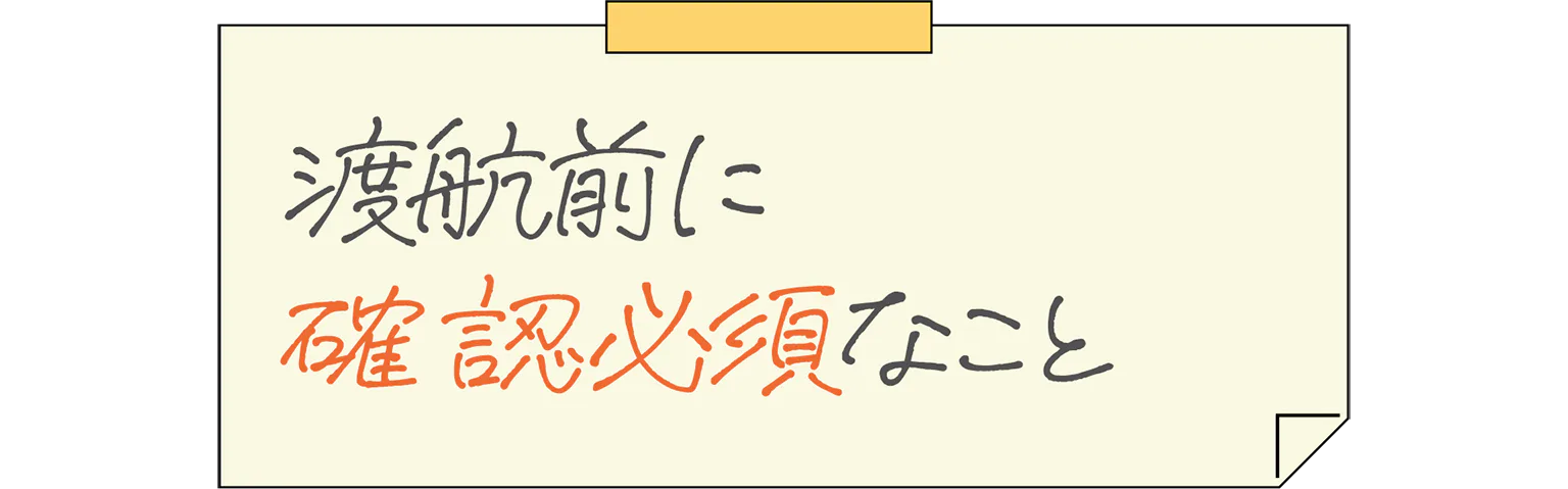 渡航前に確認必須なことの見出し