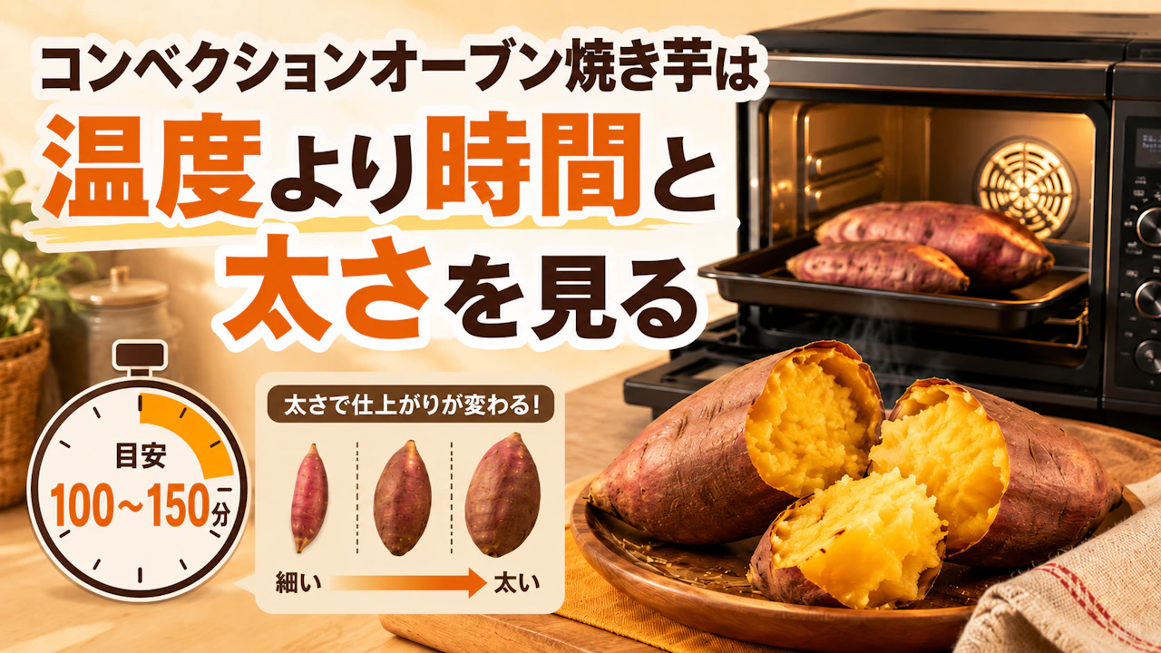 コンベクションオーブン焼き芋は温度より時間と太さを見る