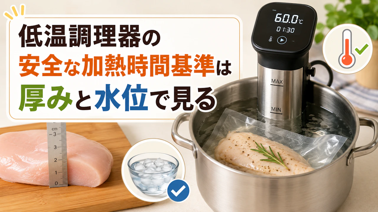 低温調理器の安全な加熱時間基準は厚みと水位で見る