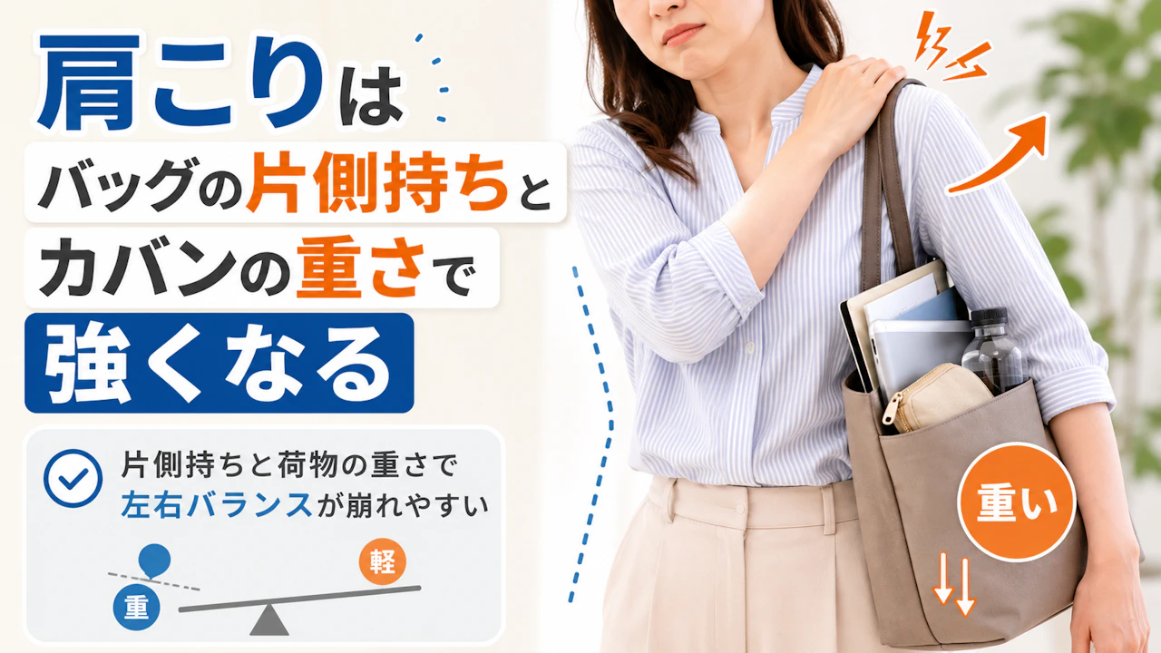 肩こりはバッグの片側持ちとカバンの重さで強くなる