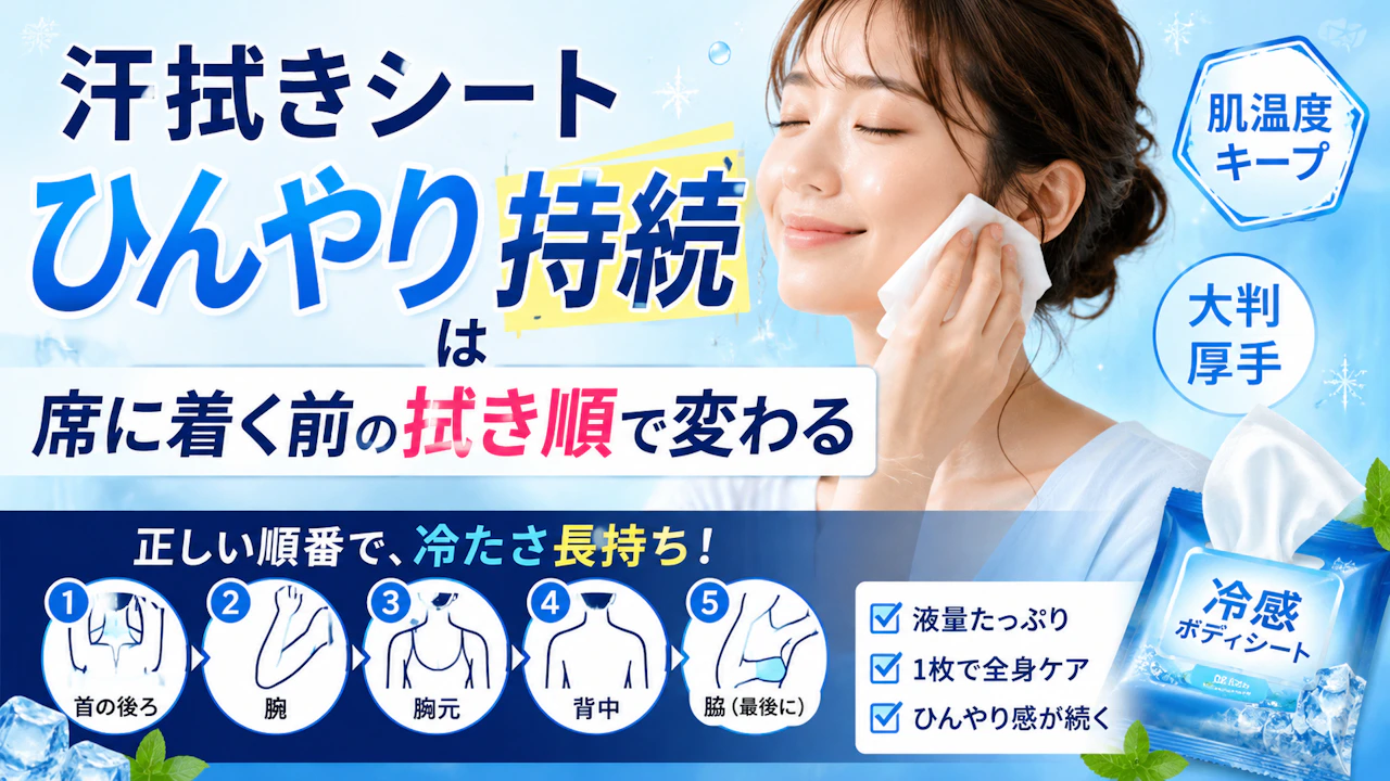 汗拭きシート ひんやり 持続は席に着く前の拭き順で変わる