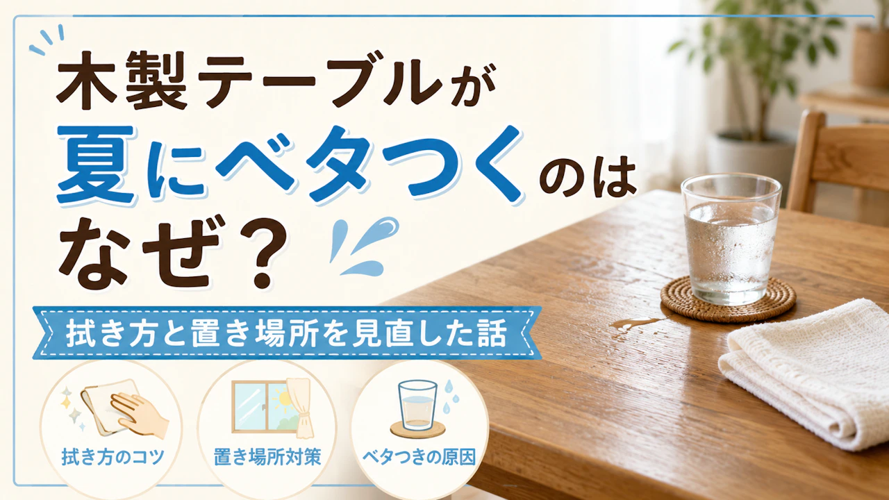 木製テーブルが夏にベタつくのはなぜ?拭き方と置き場所を見直した話