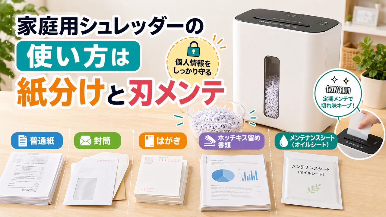 家庭用シュレッダーの使い方は紙分けと刃メンテ