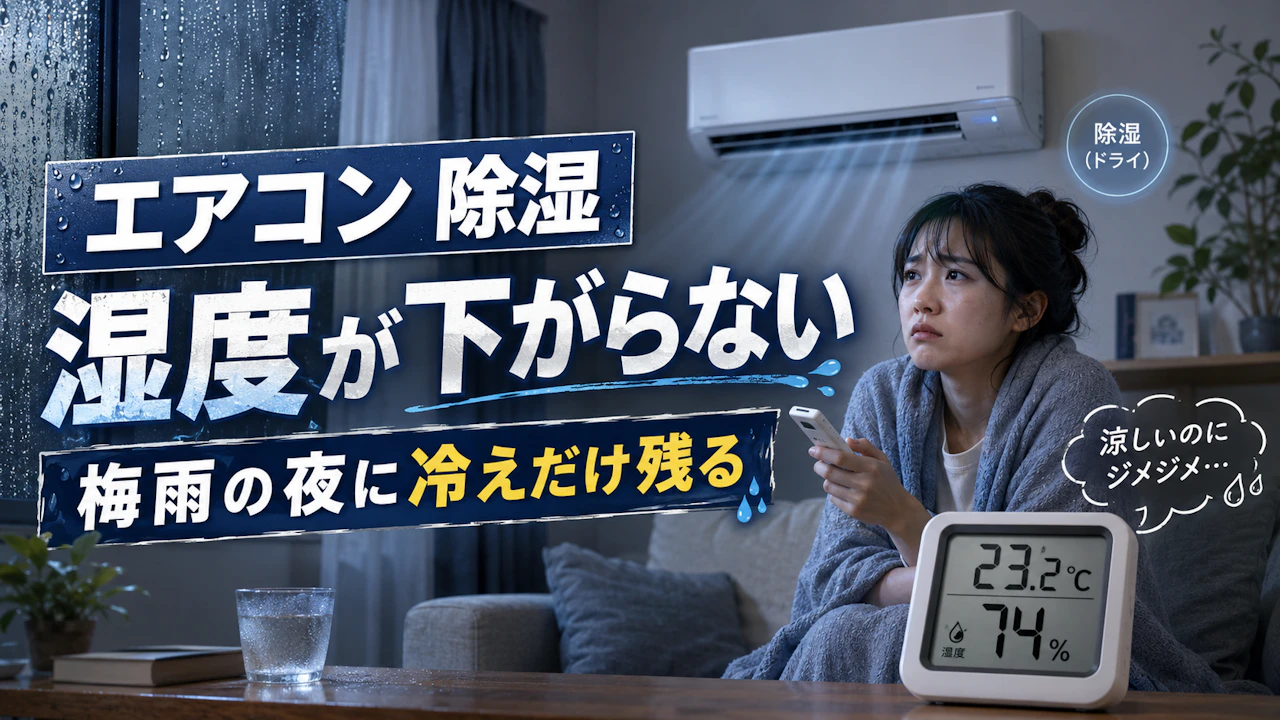エアコン 除湿 湿度が下がらない梅雨の夜に冷えだけ残る