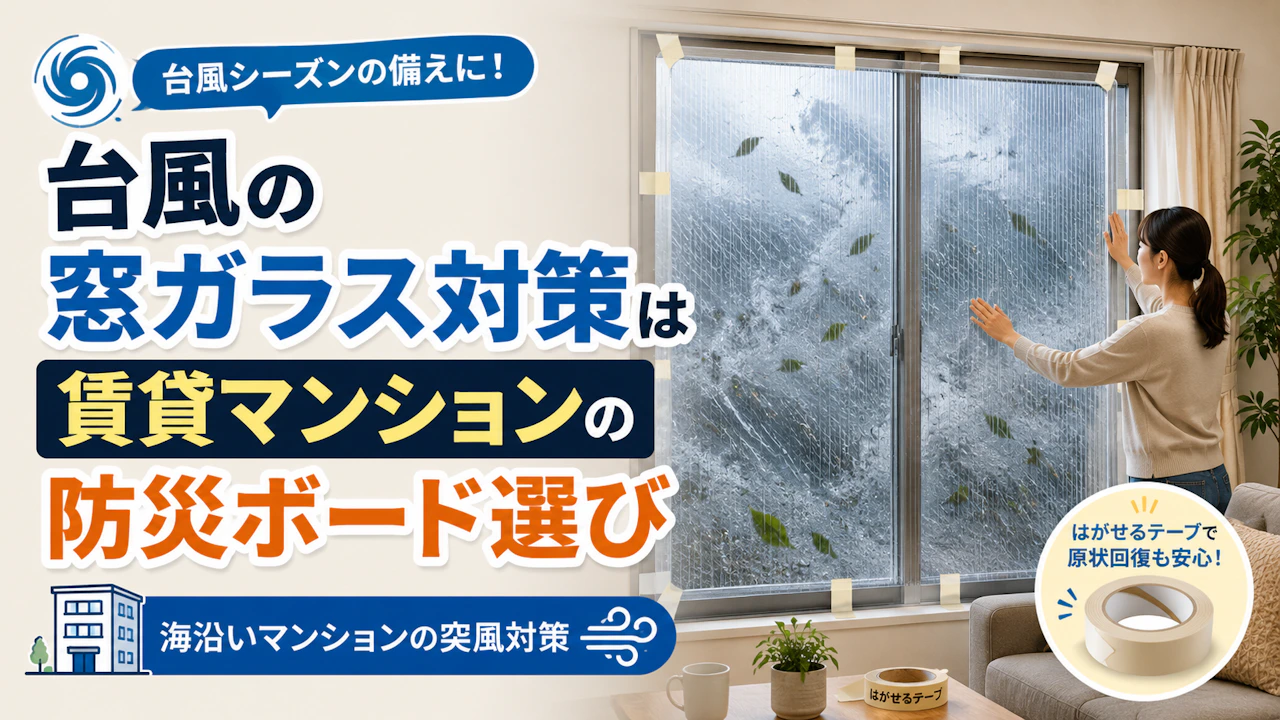 台風の窓ガラス対策は賃貸マンションの防災ボード選び