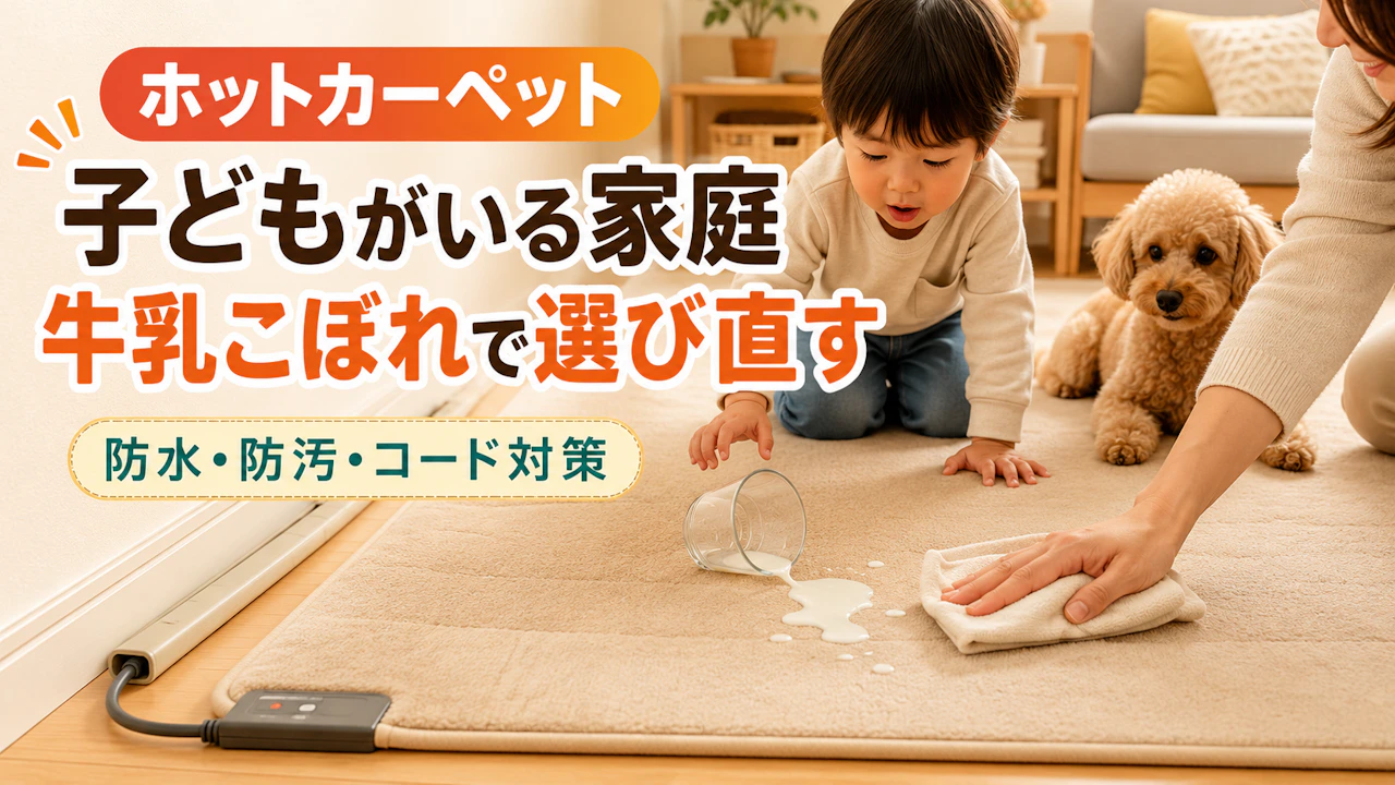 ホットカーペット 子どもがいる家庭 牛乳こぼれで選び直す