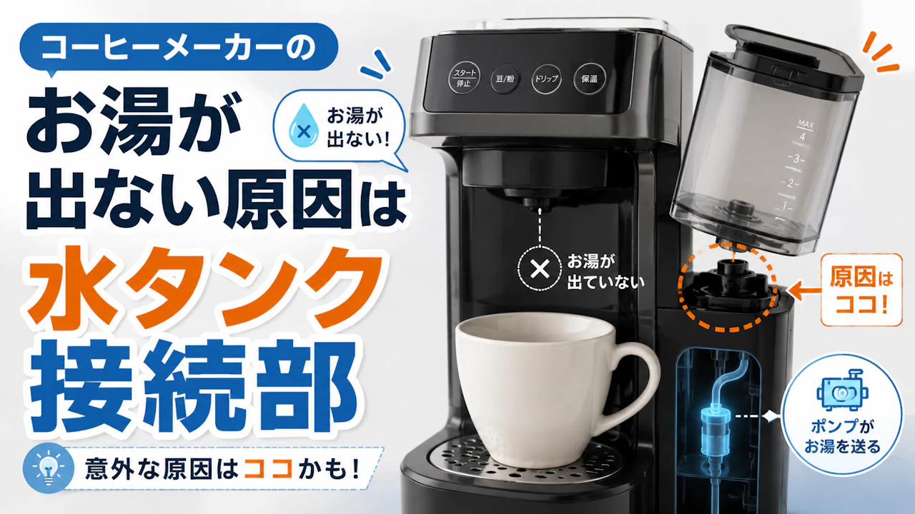 コーヒーメーカーのお湯が出ない原因は水タンク接続部