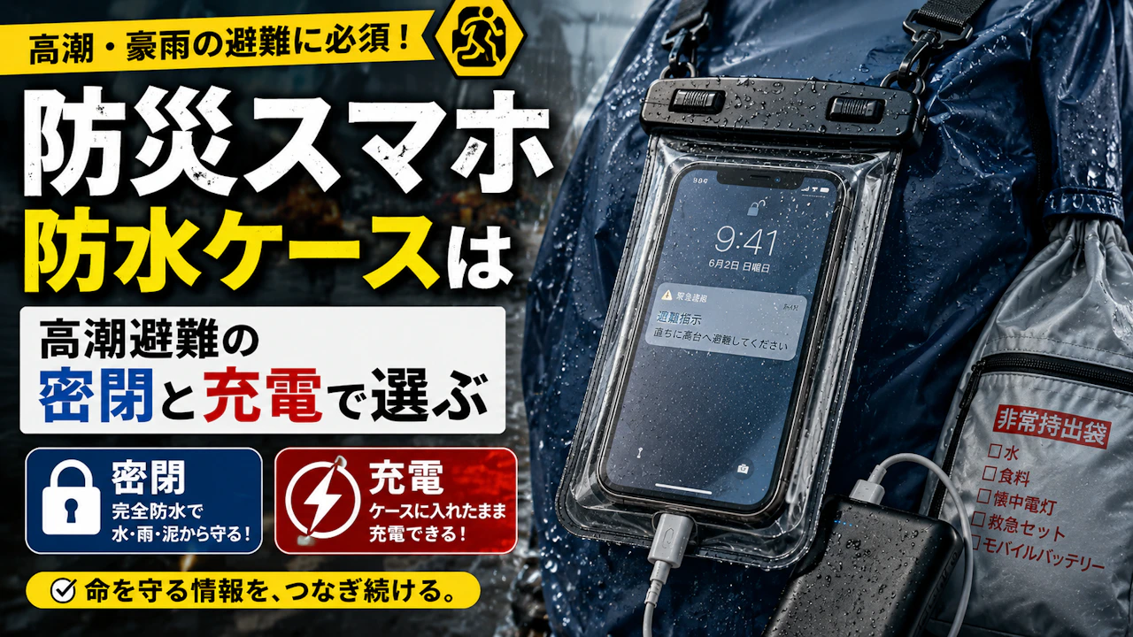 防災スマホ防水ケースは高潮避難の密閉と充電で選ぶ
