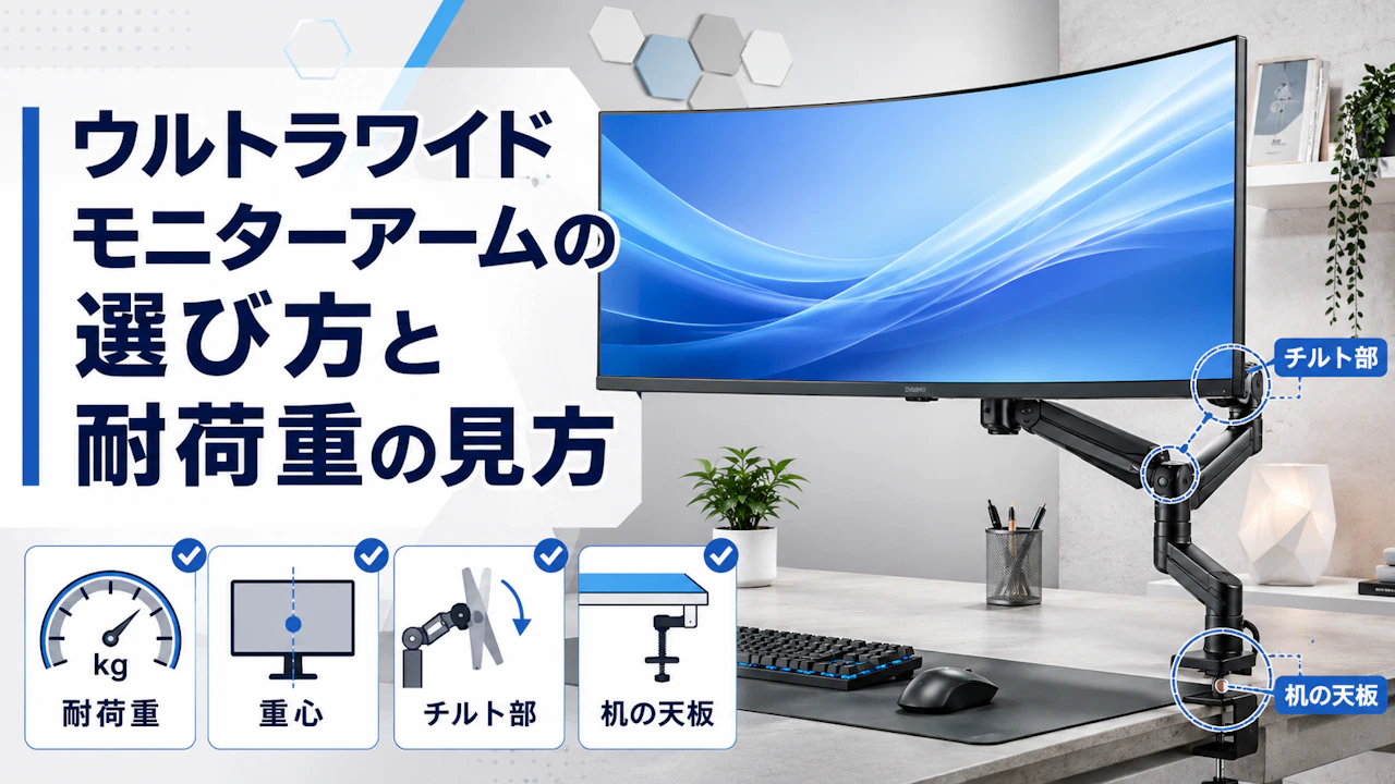 ウルトラワイドモニターアームの選び方と耐荷重の見方