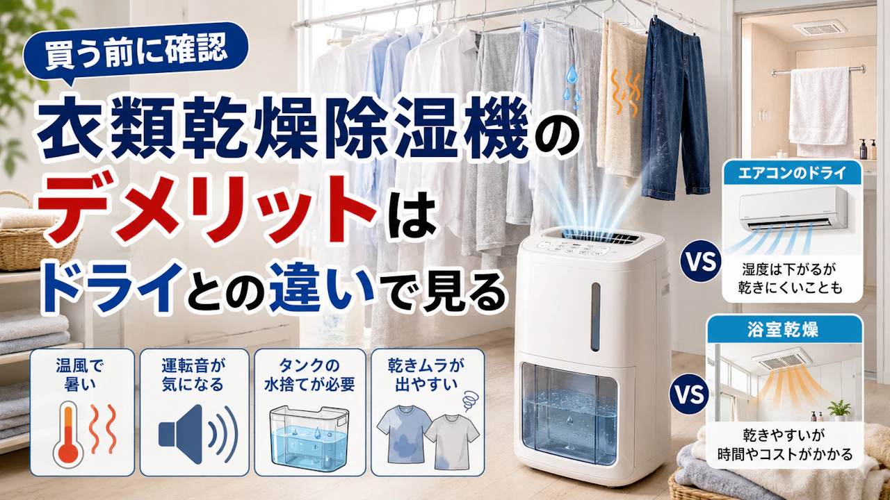 衣類乾燥除湿機のデメリットはドライとの違いで見る