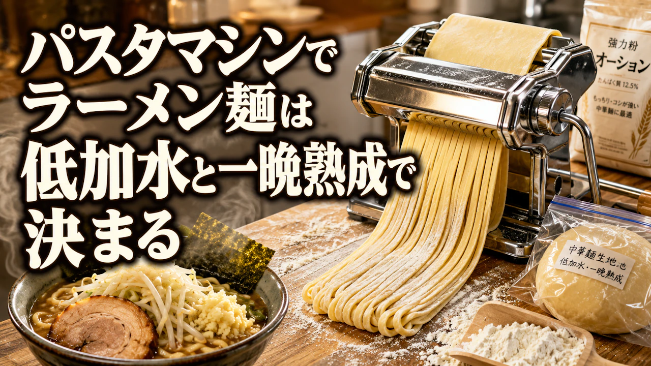 パスタマシンでラーメン麺は低加水と一晩熟成で決まる