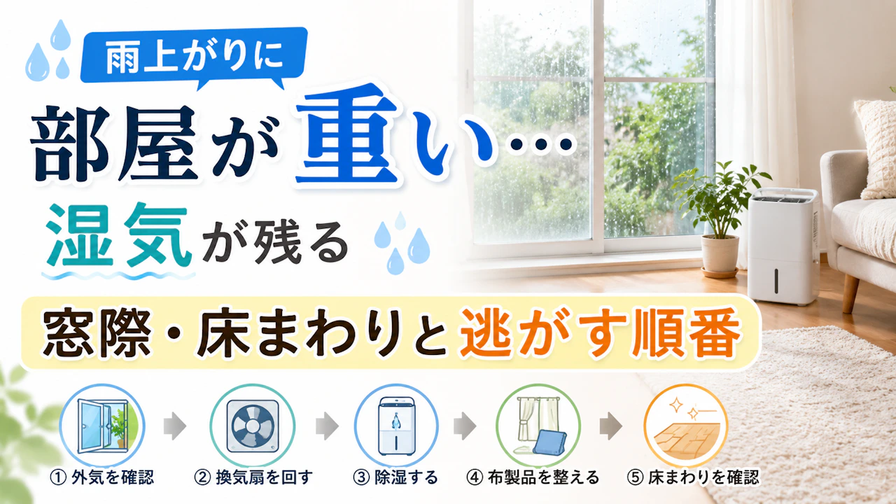 雨上がりに部屋が重い…湿気が残る窓際・床まわりと逃がす順番