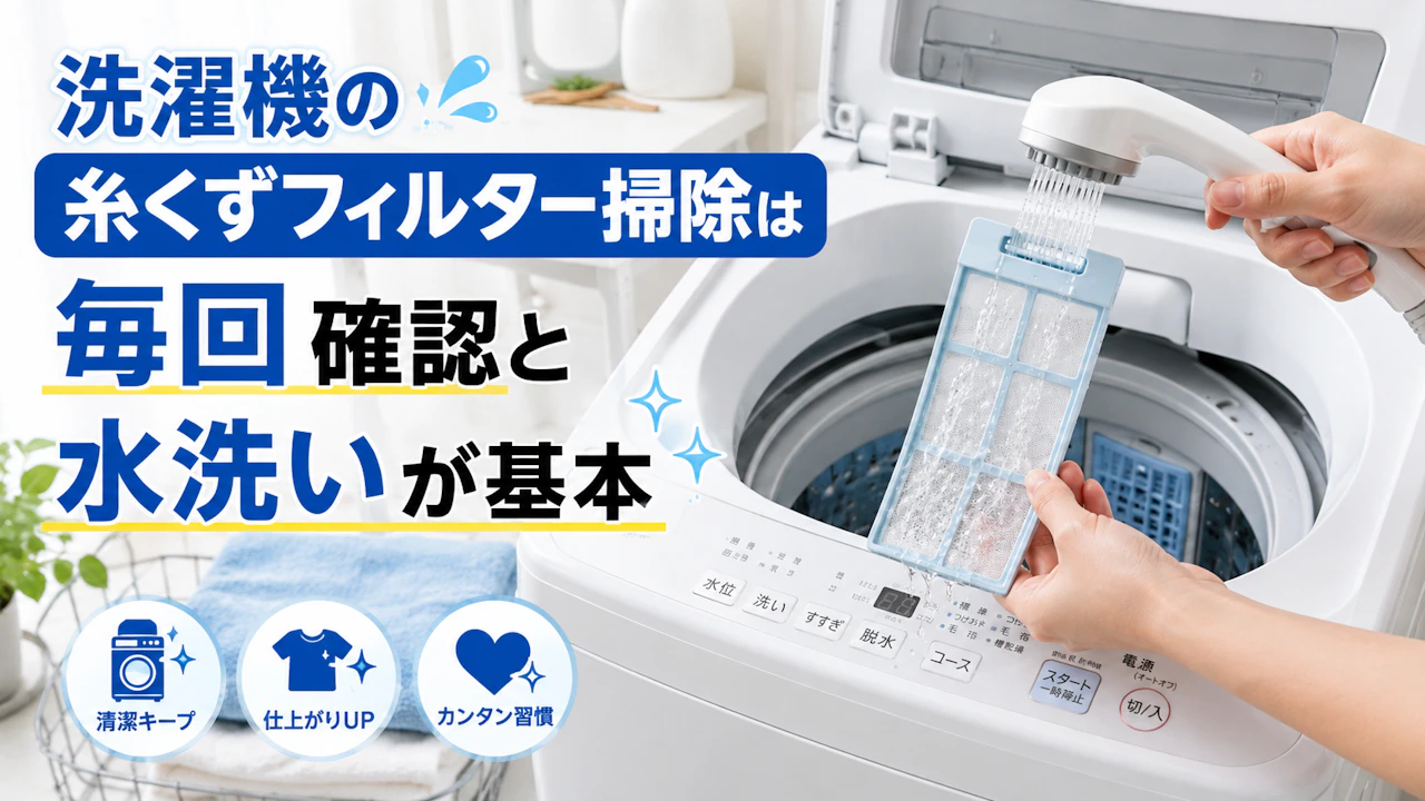 洗濯機の糸くずフィルター掃除は毎回確認と水洗いが基本