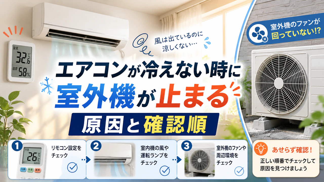 エアコンが冷えない時に室外機が止まる原因と確認順