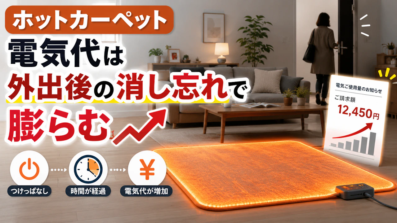 ホットカーペット 電気代は外出後の消し忘れで膨らむ