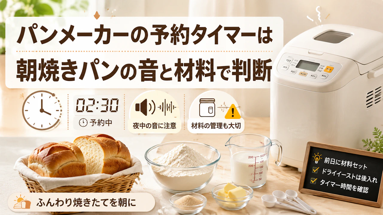 パンメーカーの予約タイマーは朝焼きパンの音と材料で判断