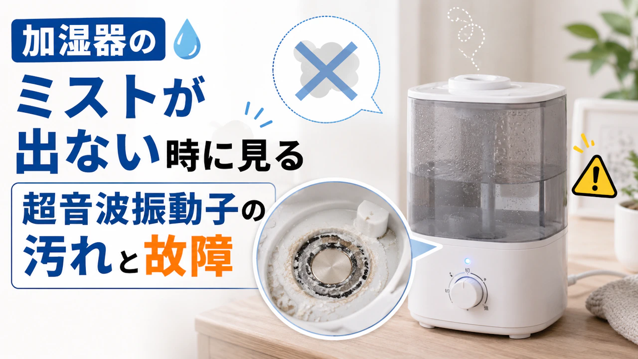 加湿器のミストが出ない時に見る超音波振動子の汚れと故障