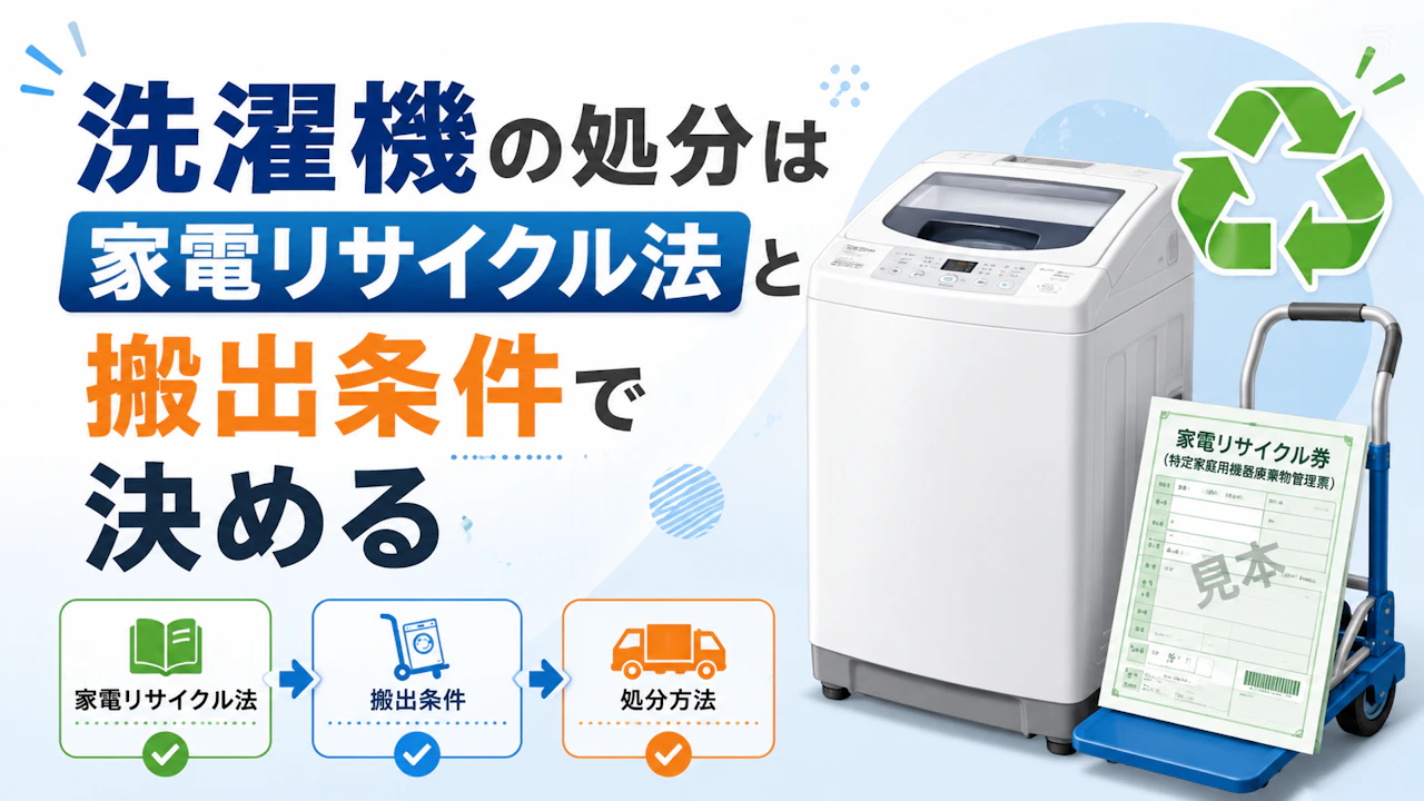 洗濯機の処分は家電リサイクル法と搬出条件で決める