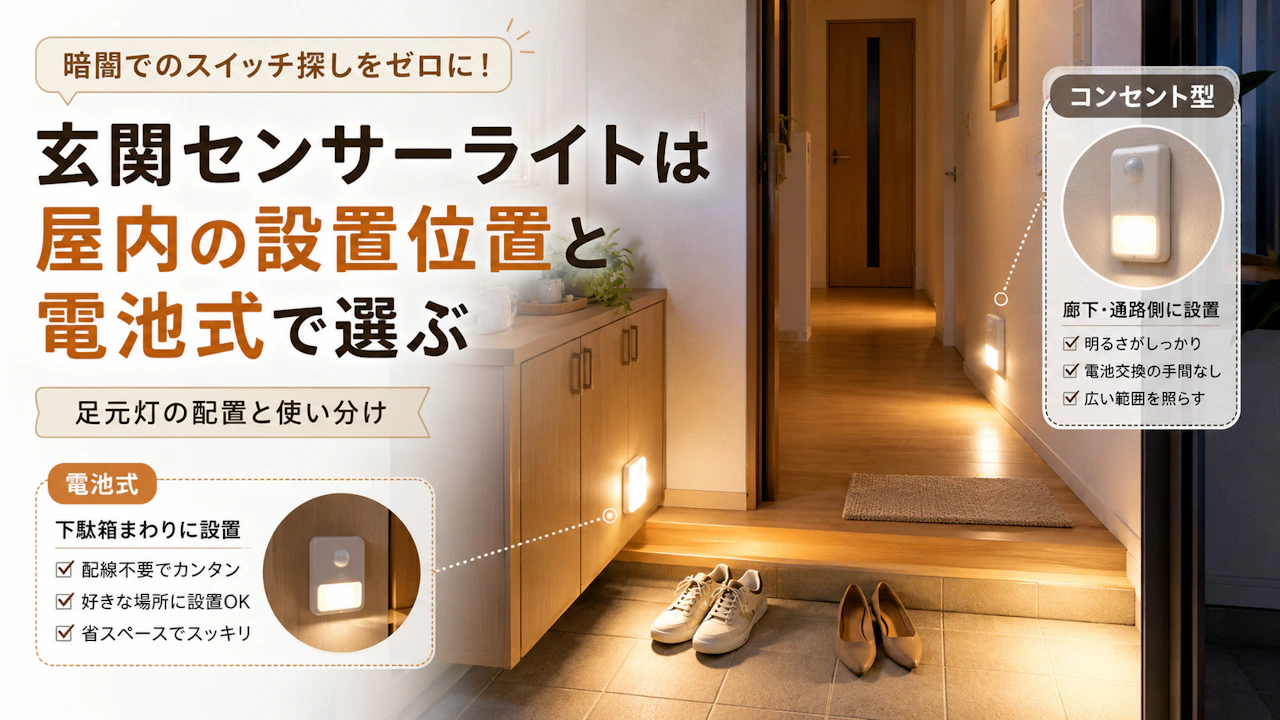 玄関センサーライトは屋内の設置位置と電池式で選ぶ