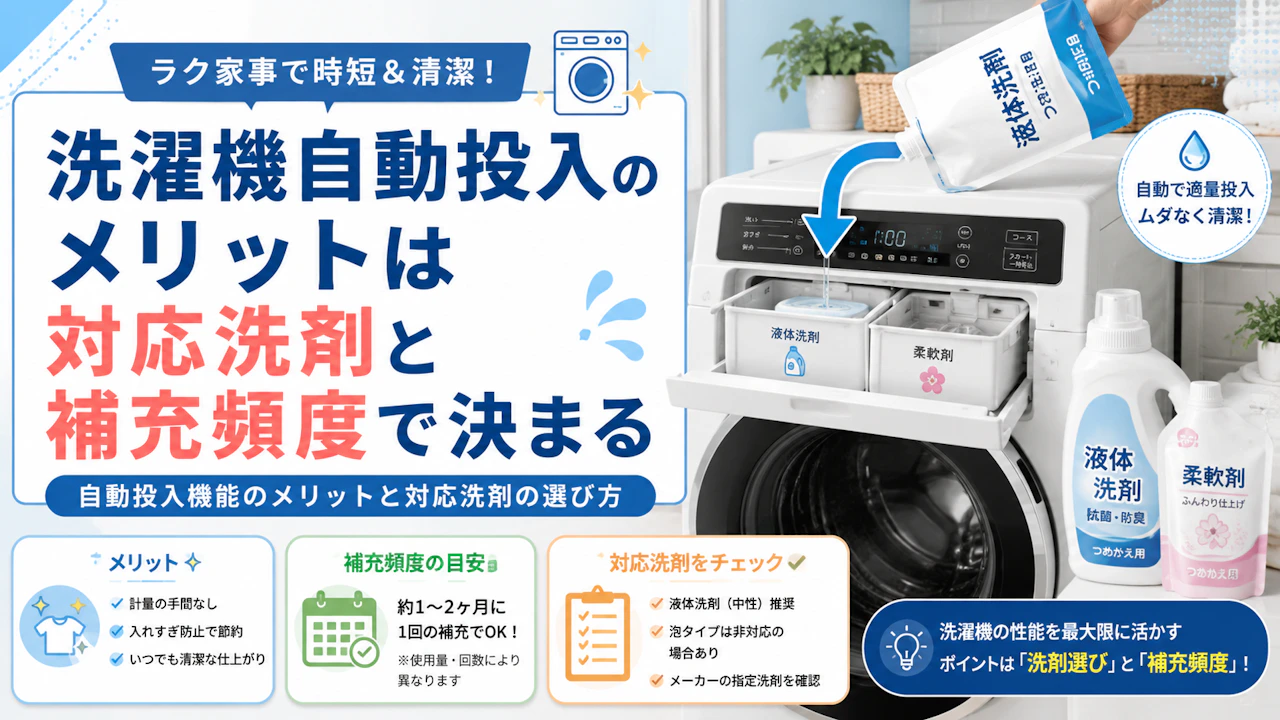 洗濯機自動投入のメリットは対応洗剤と補充頻度で決まる