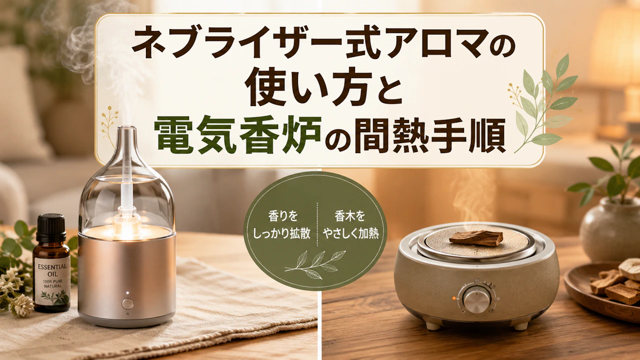 ネブライザー式アロマの使い方と電気香炉の間熱手順