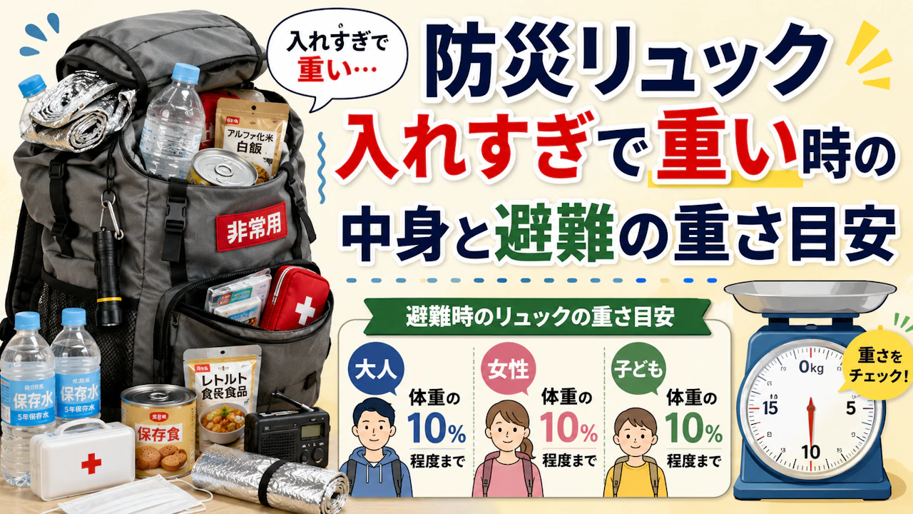 防災リュック入れすぎで重い時の中身と避難の重さ目安