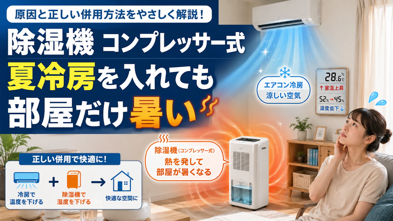 除湿機 コンプレッサー式 夏冷房を入れても部屋だけ暑い