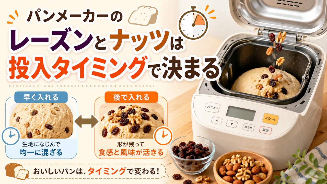 パンメーカーのレーズンとナッツは投入タイミングで決まる