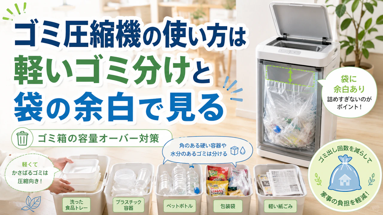 ゴミ圧縮機の使い方は軽いゴミ分けと袋の余白で見る