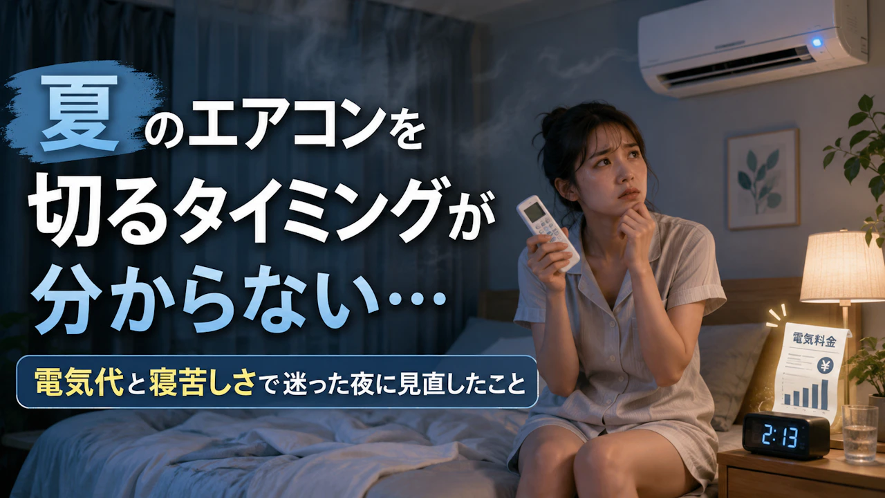 夏のエアコンを切るタイミングが分からない…電気代と寝苦しさで迷った夜に見直したこと